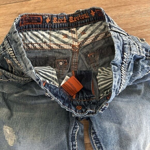 Rock Revival Justin Relaxed Straight Jeans Sz 33 - Picture 8 of 16